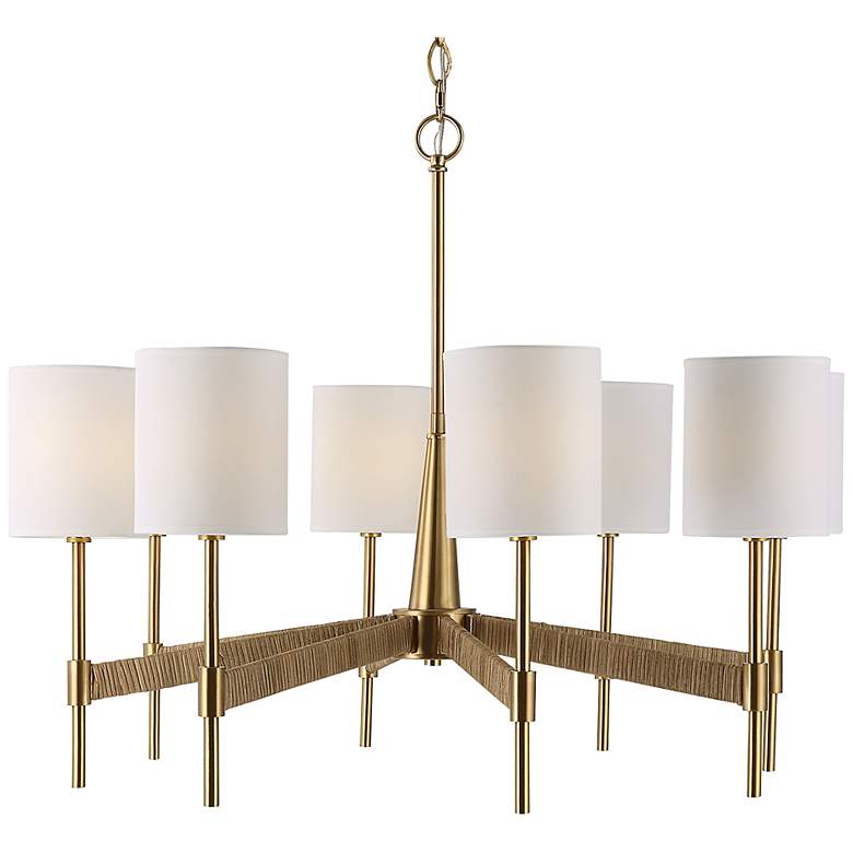 Image 6 Uttermost Lautoka Steel and Rattan 8 Lt Chandelier with Fabric Shades more views