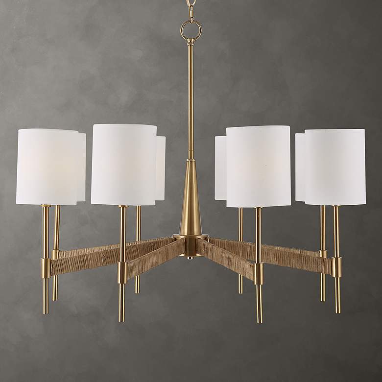 Image 7 Uttermost Lautoka Steel and Rattan 8 Lt Chandelier with Fabric Shades more views