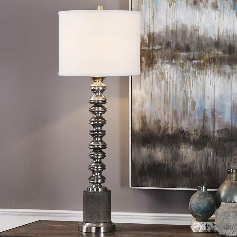 Image 1 Uttermost Lauzon Burnished Silver Buffet Table Lamp