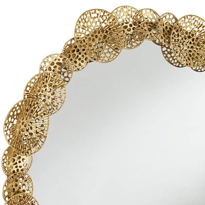 Image 3 Uttermost Layered Lotus Leaf 33 1/2" Wide Gold Round Wall Mirror more views