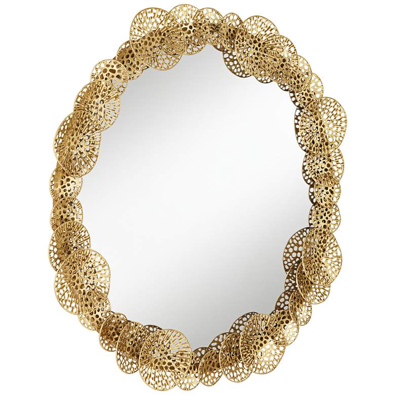 Image 5 Uttermost Layered Lotus Leaf 33 1/2" Wide Gold Round Wall Mirror more views