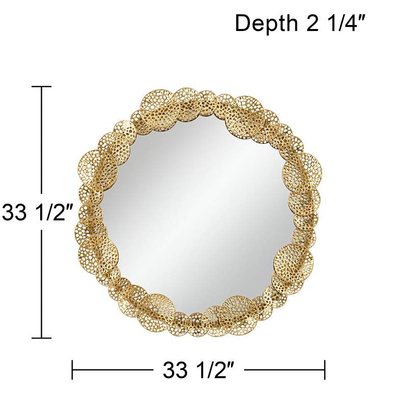 Image 7 Uttermost Layered Lotus Shiny Gold 33 1/2" Round Wall Mirror more views