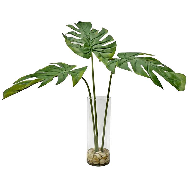 Image 2 Uttermost Lbero Split Leaf Palm 30 inch High Faux Plant in Vase