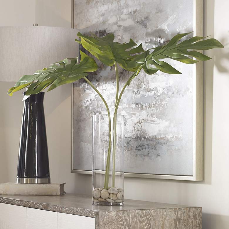 Image 1 Uttermost Lbero Split Leaf Palm 30" High Faux Plant in Vase