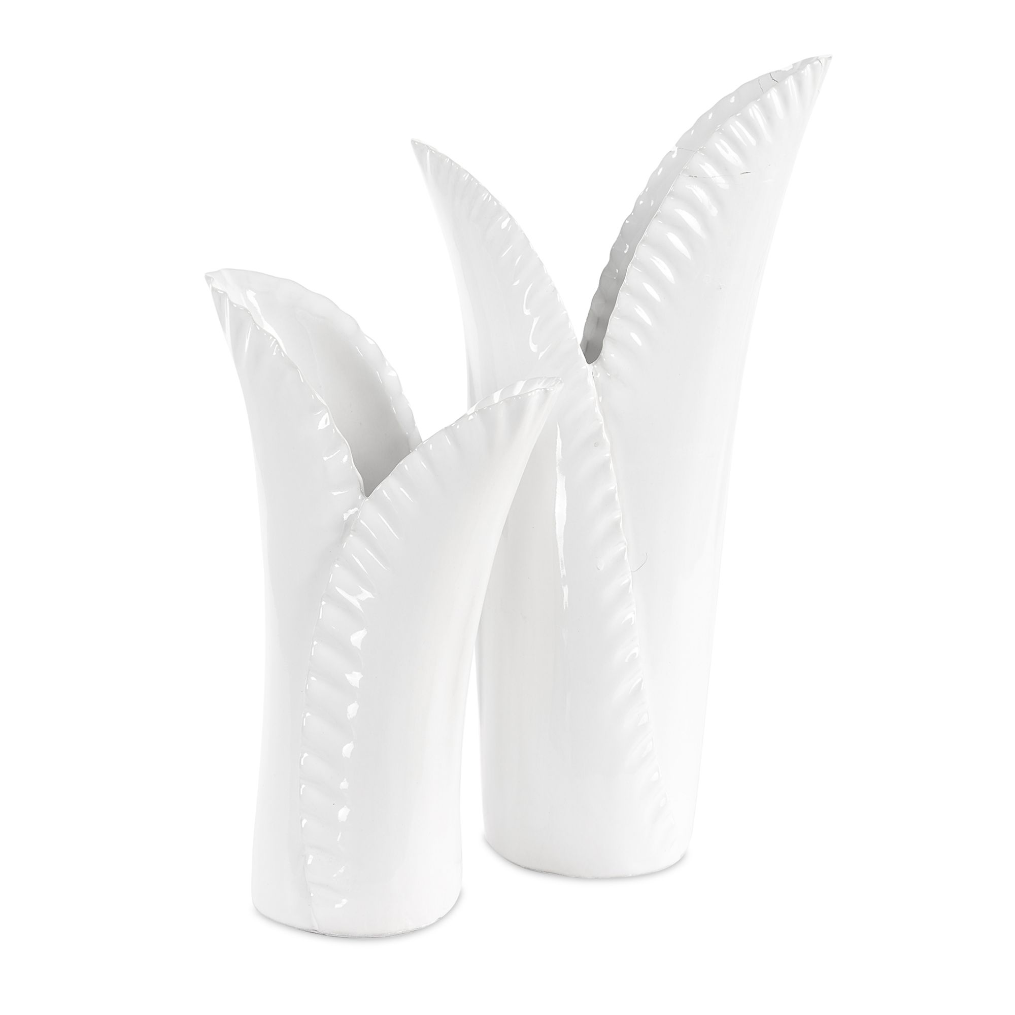 Image 6 Uttermost Leafscape White Ceramic 2-Piece Vase Set more views