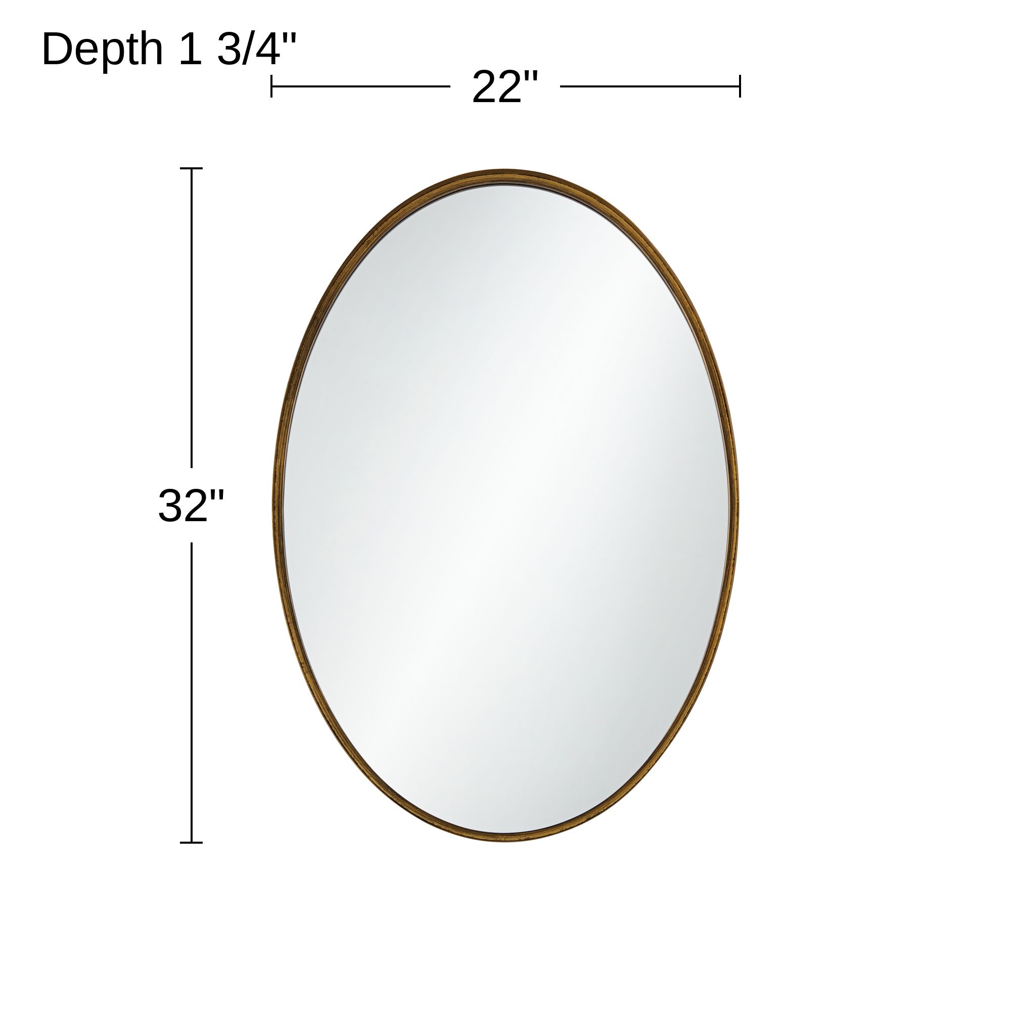 Uttermost Leah 22x32 Transitional Bath Living Room Gold Oval Wall Mirror