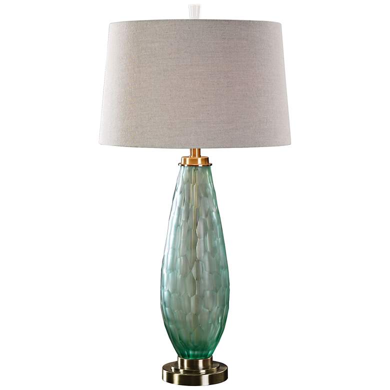 Image 1 Uttermost Lenado Frosted Sea Green Glass Table Lamp