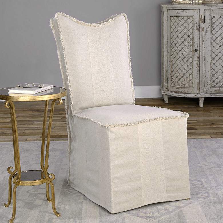 Image 1 Uttermost Lenore Flax Slipcover Chairs Set of 2