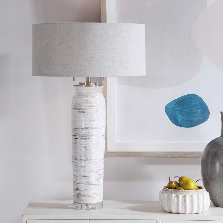 Image 1 Uttermost Lenta 30 1/4" High Off-White Birch Tree Ceramic Table Lamp