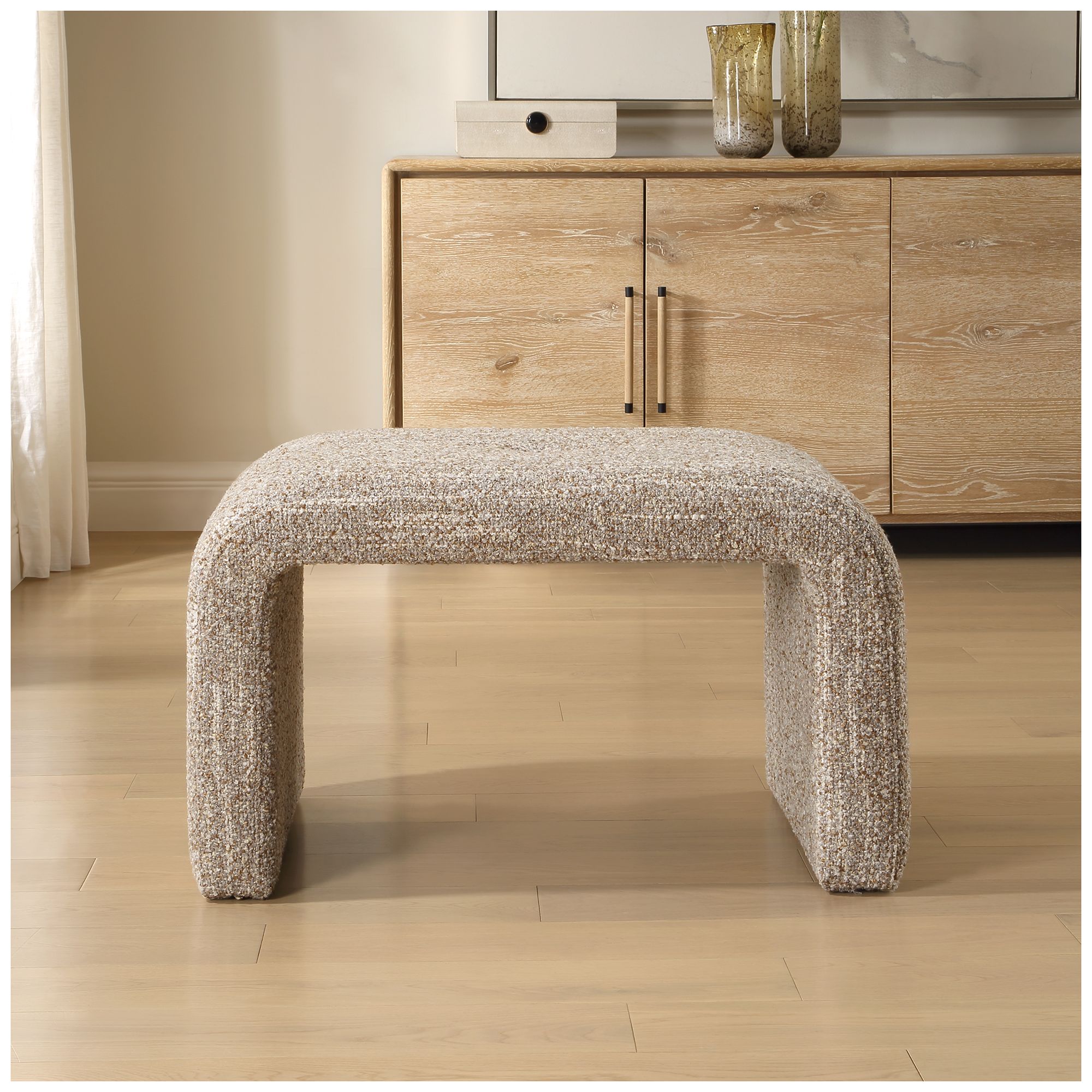 Image 3 Uttermost Leora 30" Wide Caramel Polyester Fabric Small Bench more views