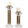 Uttermost Leslie Brushed Brass Pillar Candle Holder Set of 2