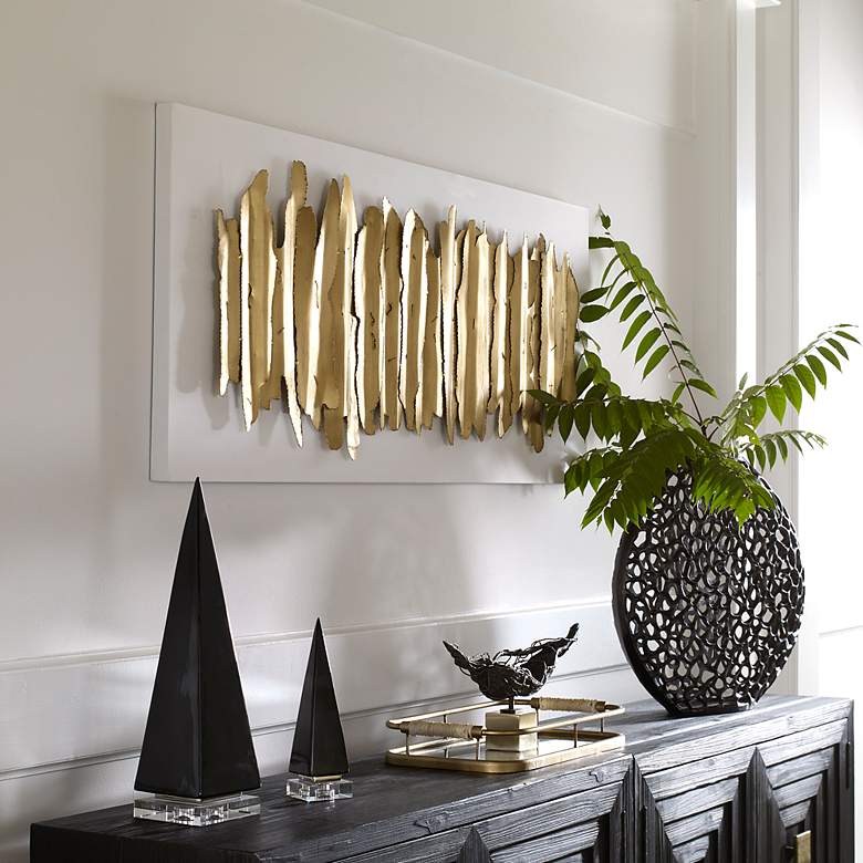 Image 4 Uttermost Lev 55 1/4" High Gold and White Metal Wall Art more views
