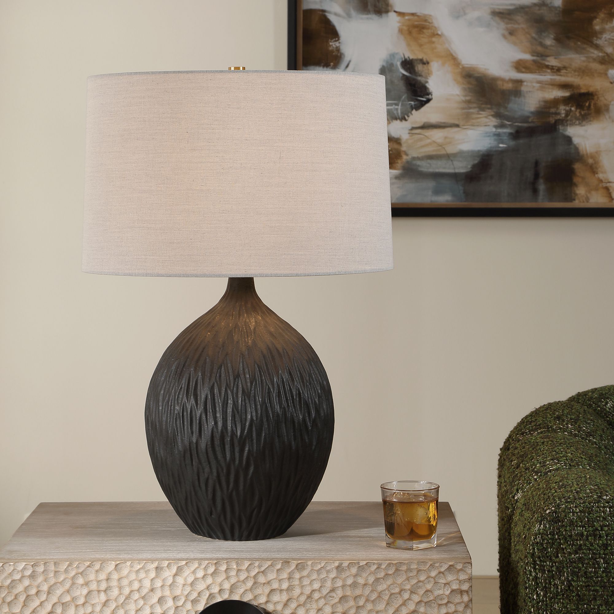 Image 3 Uttermost Levee 27" Satin Black Ceramic Table Lamp more views