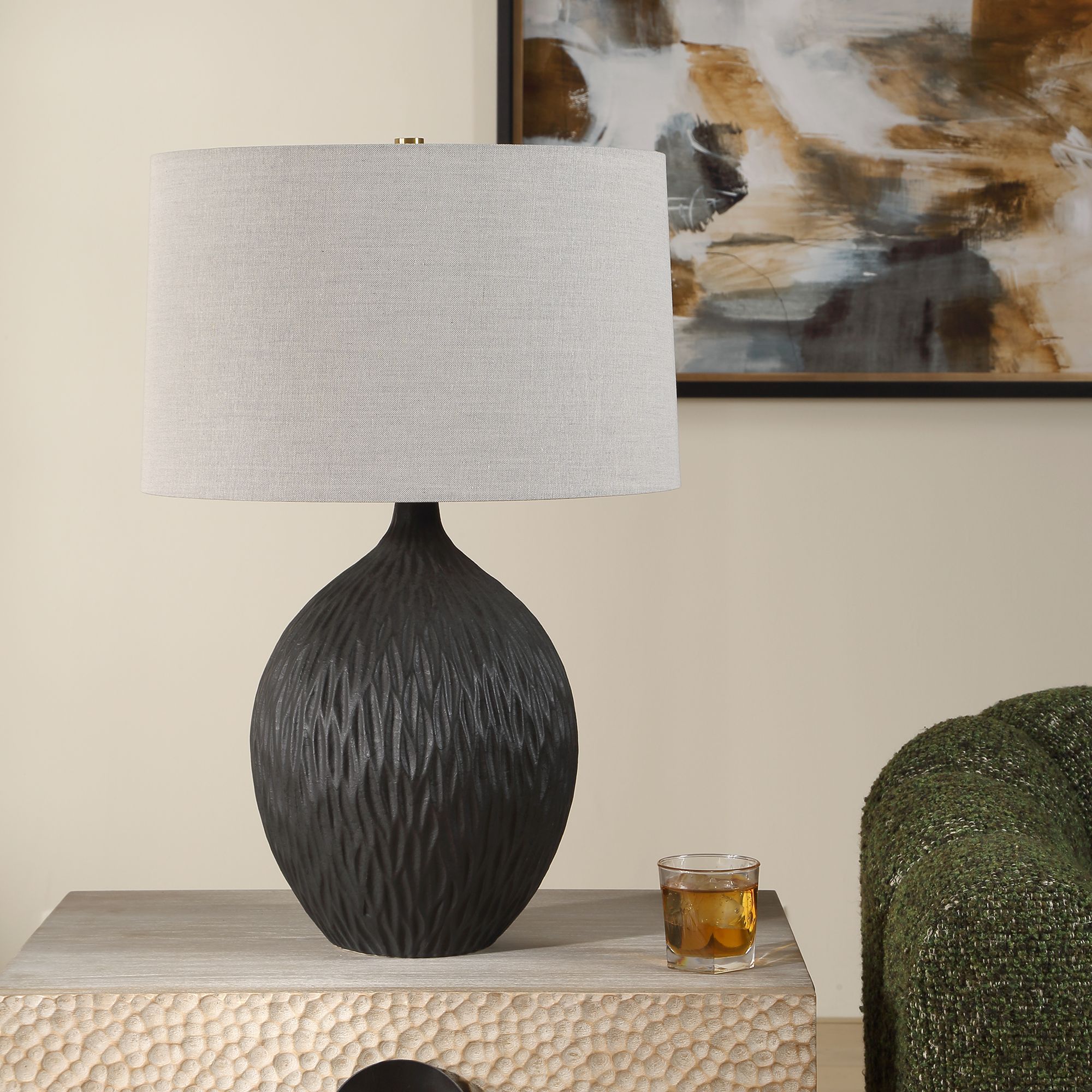 Image 4 Uttermost Levee 27" Satin Black Ceramic Table Lamp more views