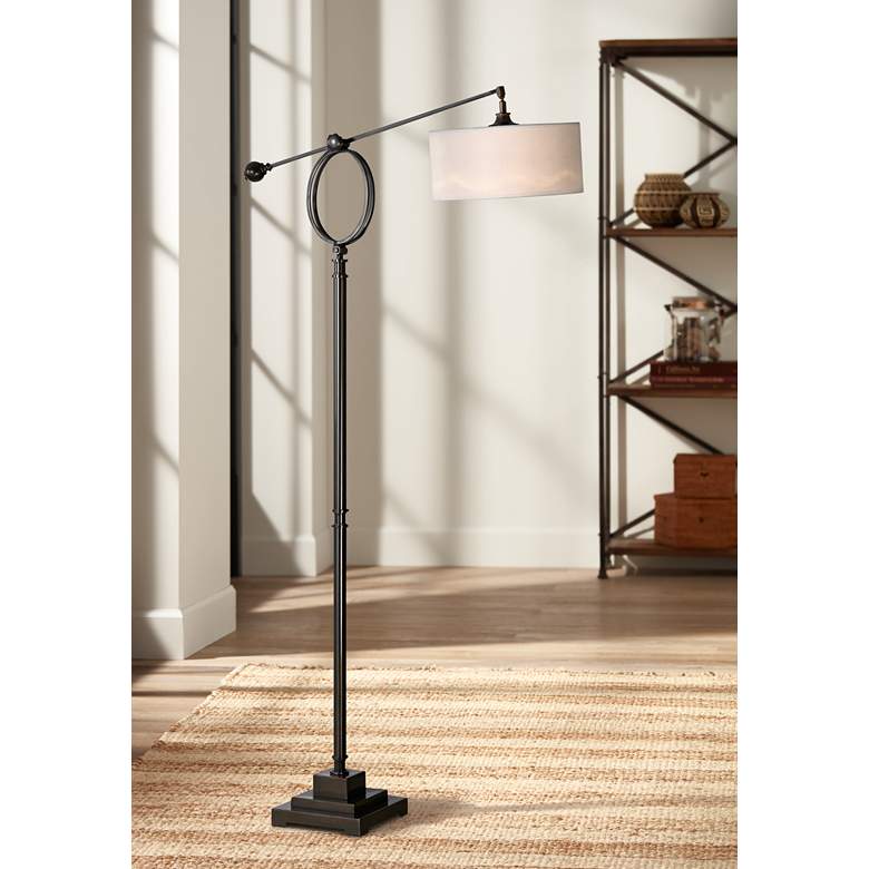 Image 1 Uttermost Levisa Boom Arm Dark Bronze Adjustable Floor Lamp