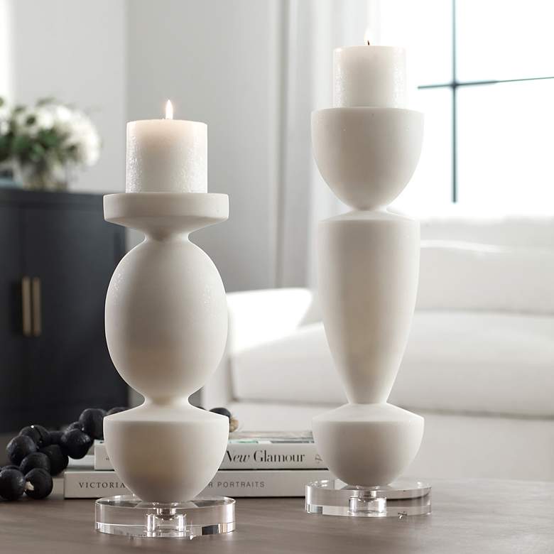 Image 1 Uttermost Lido Ivory Sculpture Candle Holders Set of 2