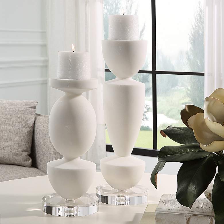 Image 3 Uttermost Lido Ivory Sculpture Candle Holders Set of 2 more views