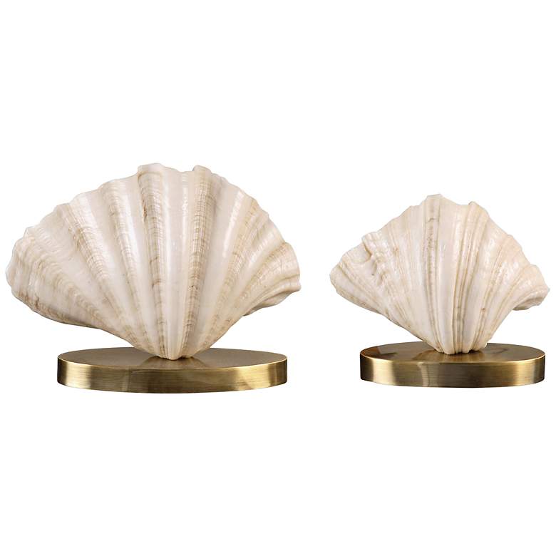Image 1 Uttermost Light Antiqued Clam Shell Figurine Set of 2