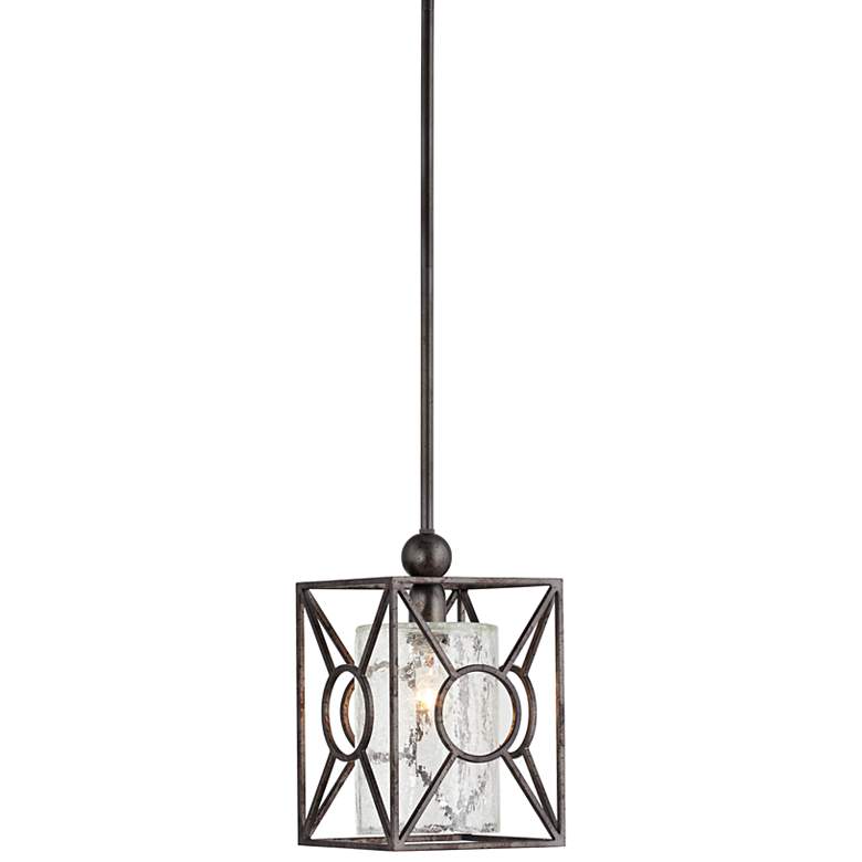 Image 3 Uttermost Lighting Arbela 9 inch Wide Black and Crackle Glass Mini Pendant