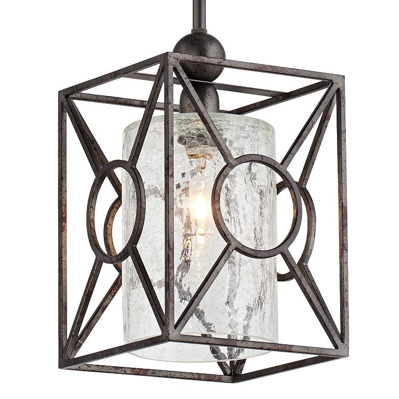 Image 4 Uttermost Lighting Arbela 9" Wide Black and Crackle Glass Mini Pendant more views