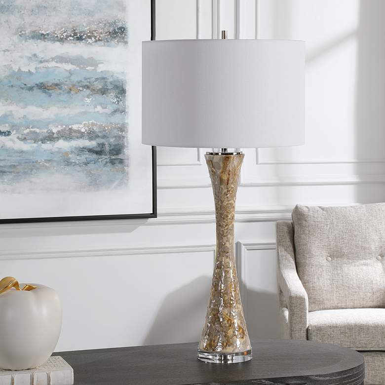 Image 1 Uttermost Limerick Taupe Gray and Rust Ceramic Table Lamp