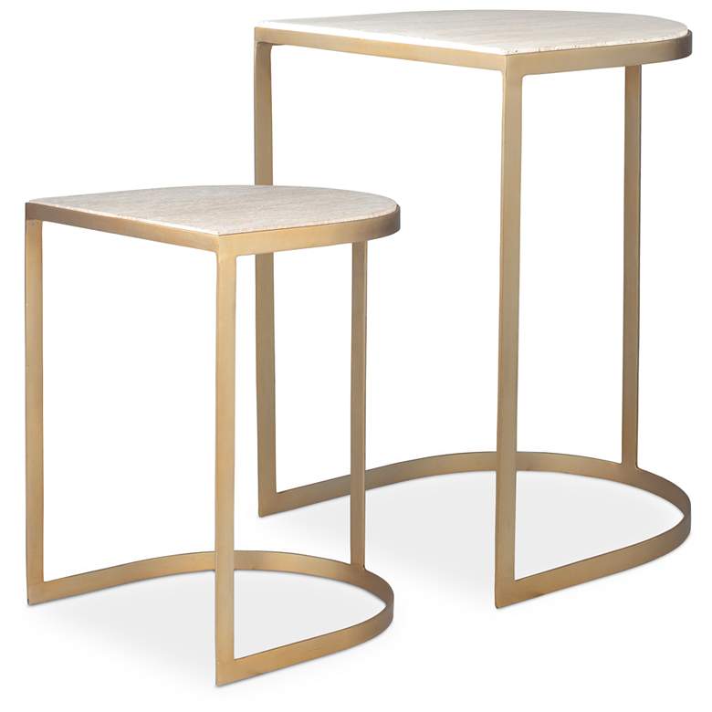Image 1 Uttermost Lindon 2-Piece Travertine Top Nesting Tables