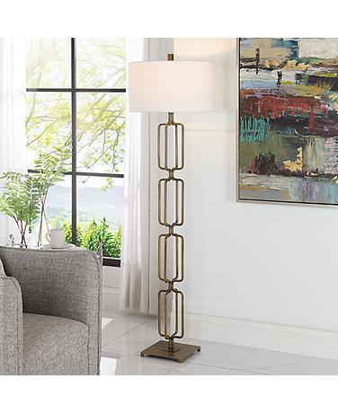 Uttermost Link 67" Brushed Gold Luxe Modern Floor Lamp