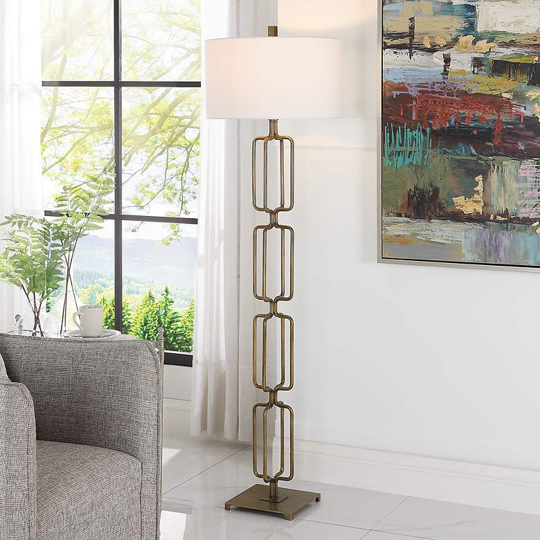 Image 1 Uttermost Link 67" Brushed Gold Luxe Modern Floor Lamp