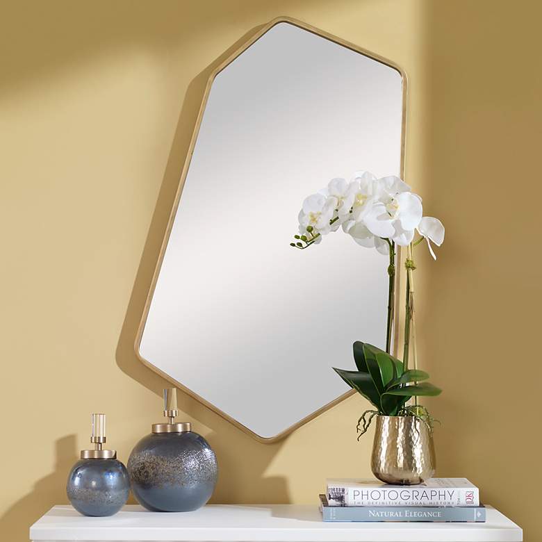 Image 1 Uttermost Linneah Aged Gold 21 1/2" x 35" Wall Mirror