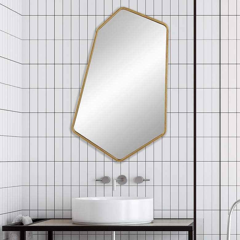 Image 3 Uttermost Linneah Aged Gold 21 1/2" x 35" Wall Mirror more views