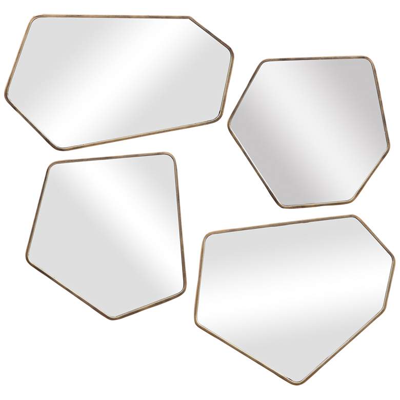 Image 2 Uttermost Linneah Aged Gold Metal Wall Mirrors Set of 4