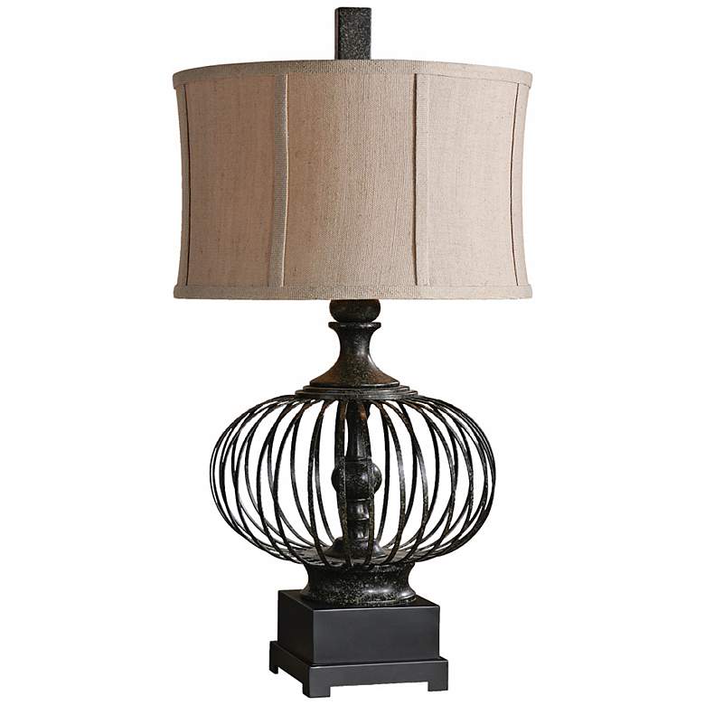 Image 1 Uttermost Lipioni Black Metal Cage Table Lamp