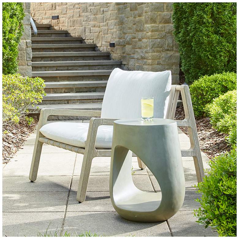 Image 2 Uttermost Lithos 23" H x 18" W Warm Gray GRC Outdoor Accent Table more views