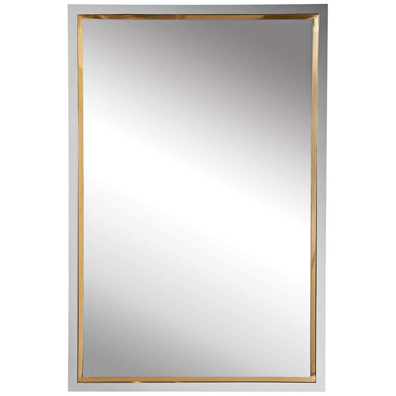 Image 1 Uttermost Locke Chrome and Gold 20 inch x 30 inch Vanity Wall Mirror