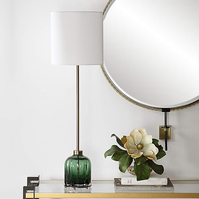 Image 3 Uttermost Lois 37" High Emerald Glass Table Lamp more views