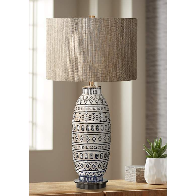 Image 1 Uttermost Lokni Textured and Aged Ivory Ceramic Table Lamp