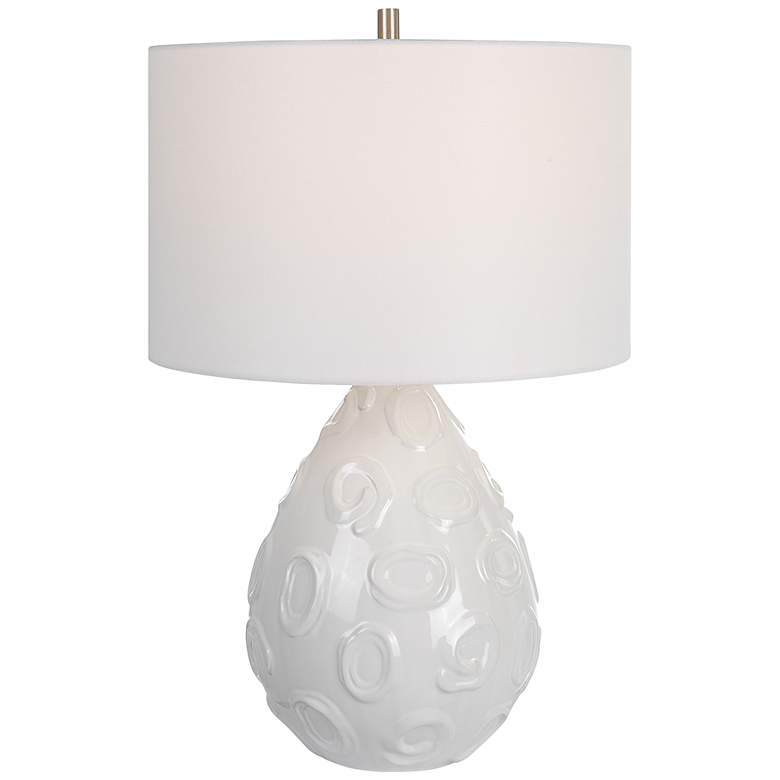 Image 1 Uttermost Loop White Glaze Ceramic Teardrop Table Lamp