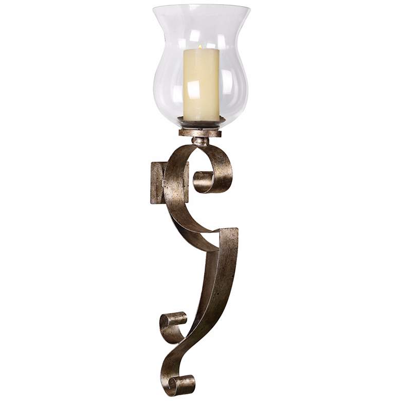 Image 1 Uttermost Loran Hand-Forged Pillar Candle Holder Wall Sconce