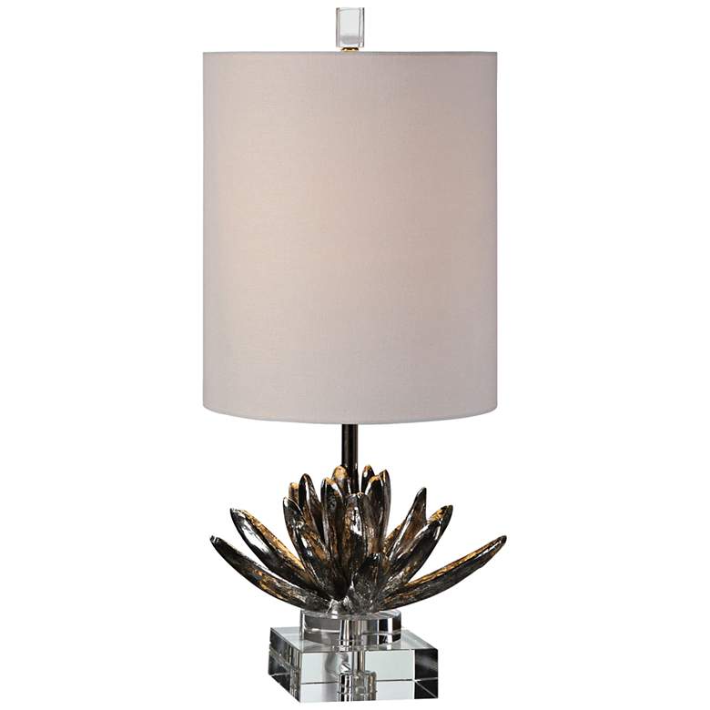 Image 2 Uttermost Lotus 25 inch Antiqued Metallic Silver Table Lamp
