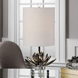 Image1 of Uttermost Lotus 25" Antiqued Metallic Silver Table Lamp
