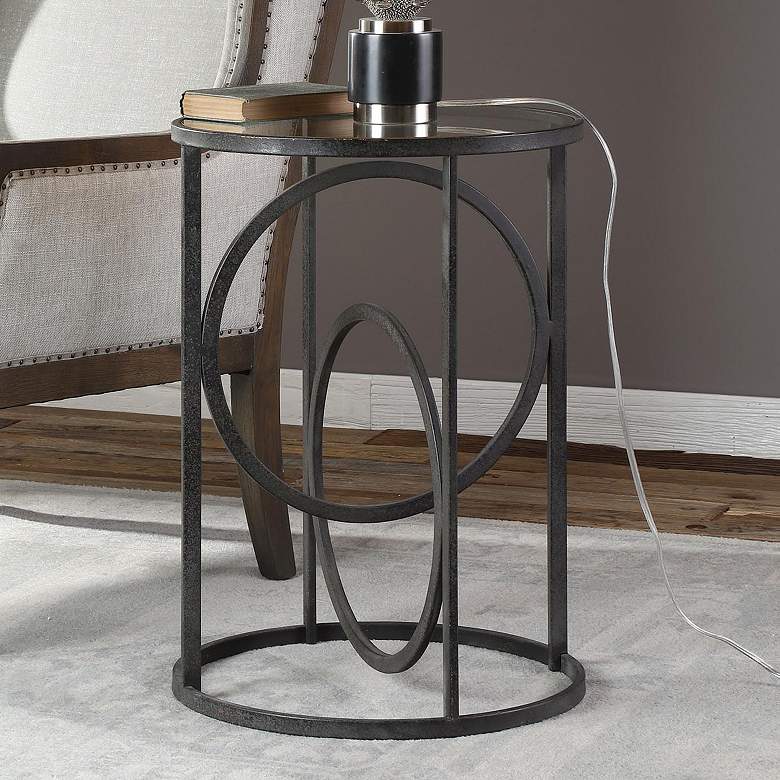 Image 1 Uttermost Lucien 17 1/2"W Textured Aged Black Accent Table
