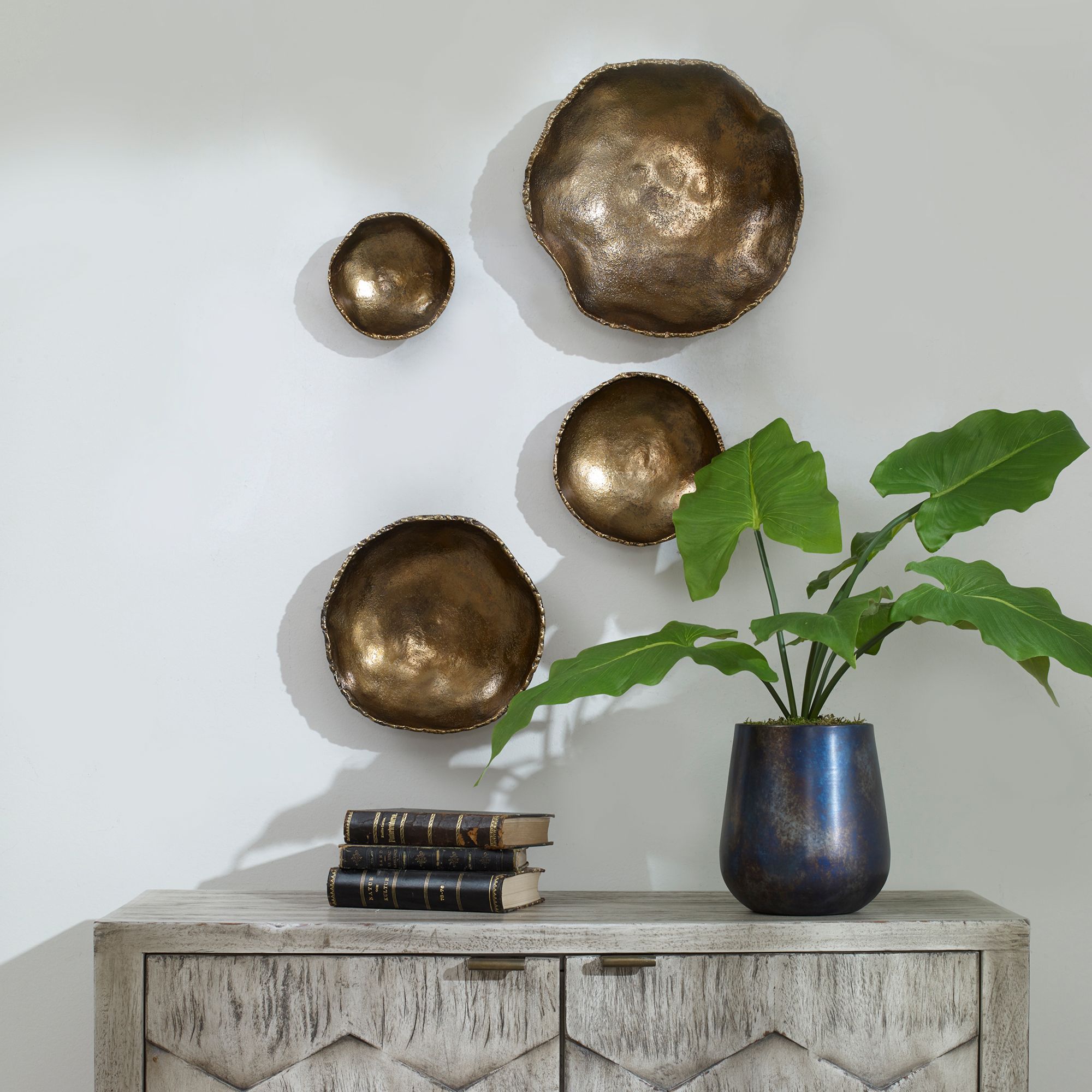 Image 7 Uttermost Lucky Coins Brass 4-Piece Metal Wall Art Set more views