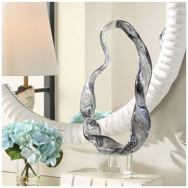 Image 1 Uttermost Luminous Twist 19 1/2" Smoked Glass Sculpture
