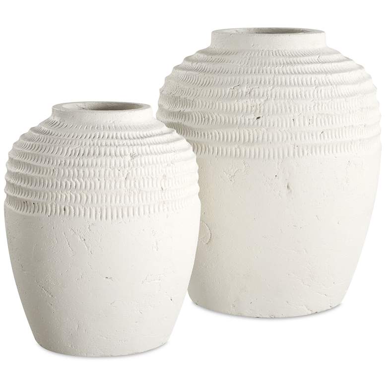 Image 1 Uttermost Luna Ridge 2-Piece White Ceramic Vase Set