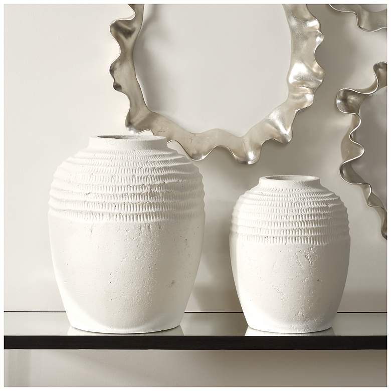 Image 3 Uttermost Luna Ridge 2-Piece White Ceramic Vase Set more views