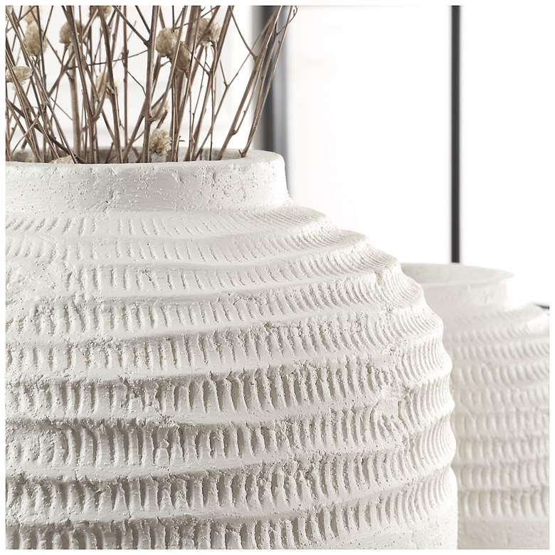 Image 5 Uttermost Luna Ridge 2-Piece White Ceramic Vase Set more views