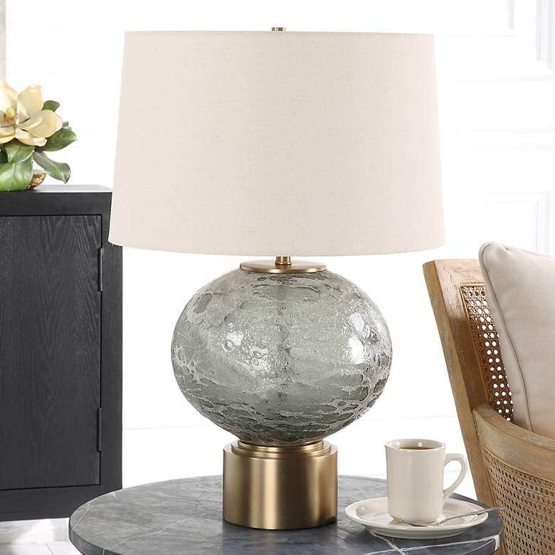 Image 1 Uttermost Lunia 25" High Smoky Gray Art Glass Table Lamp