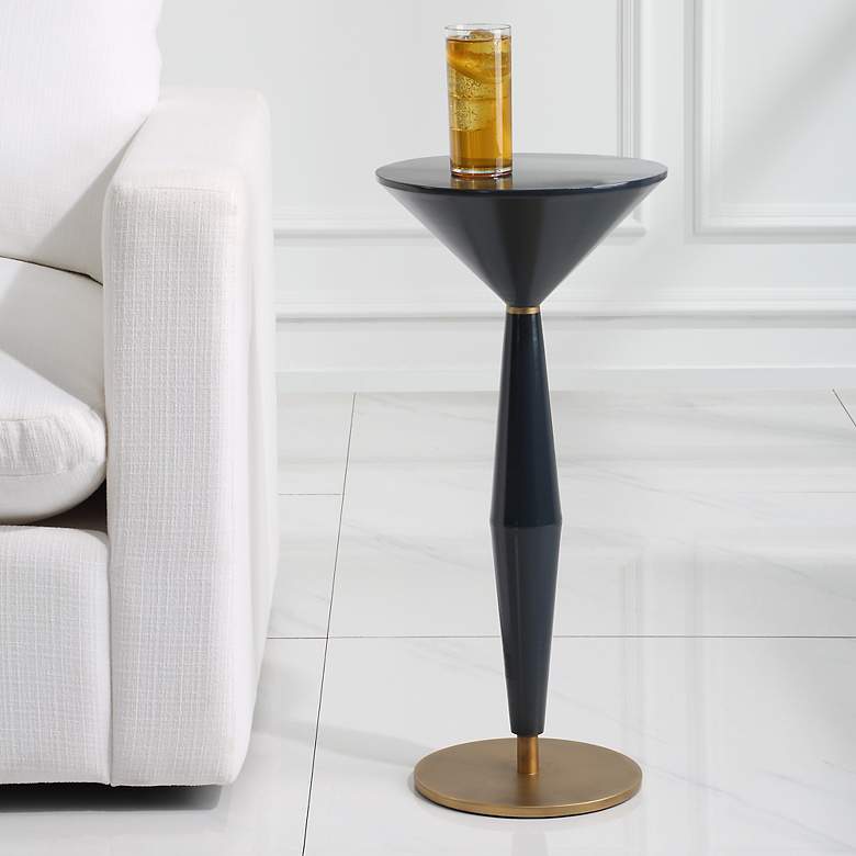 Image 1 Uttermost Luster 12" Wide Navy Blue Lacquered Accent Table