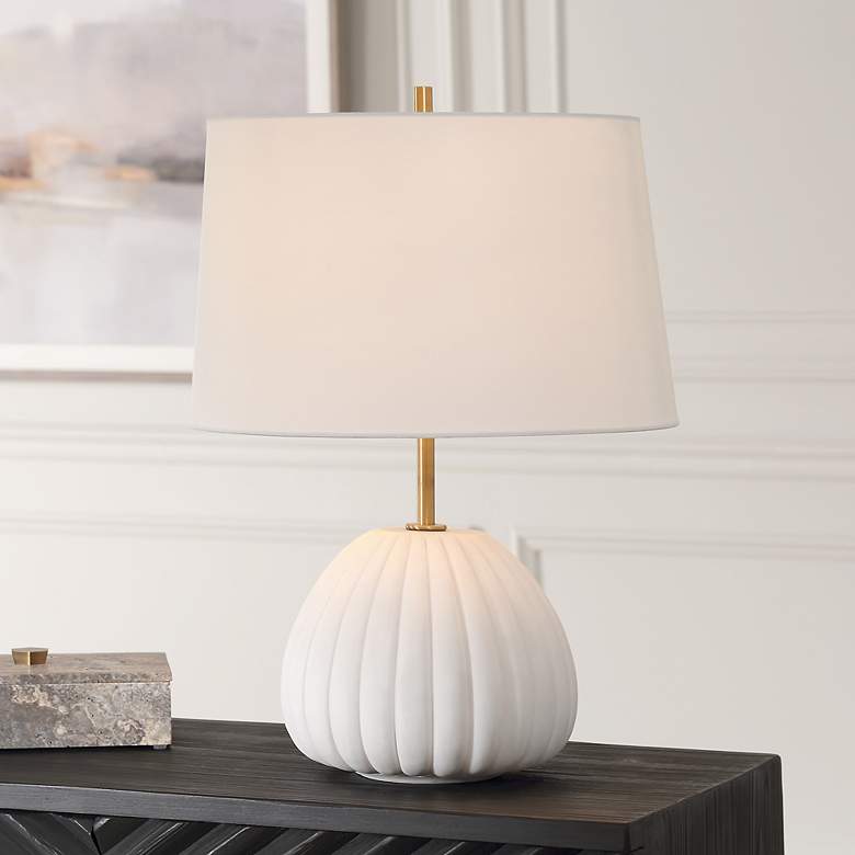 Image 1 Uttermost Lynna 22 1/2" High Ivory Stone Table Lamp