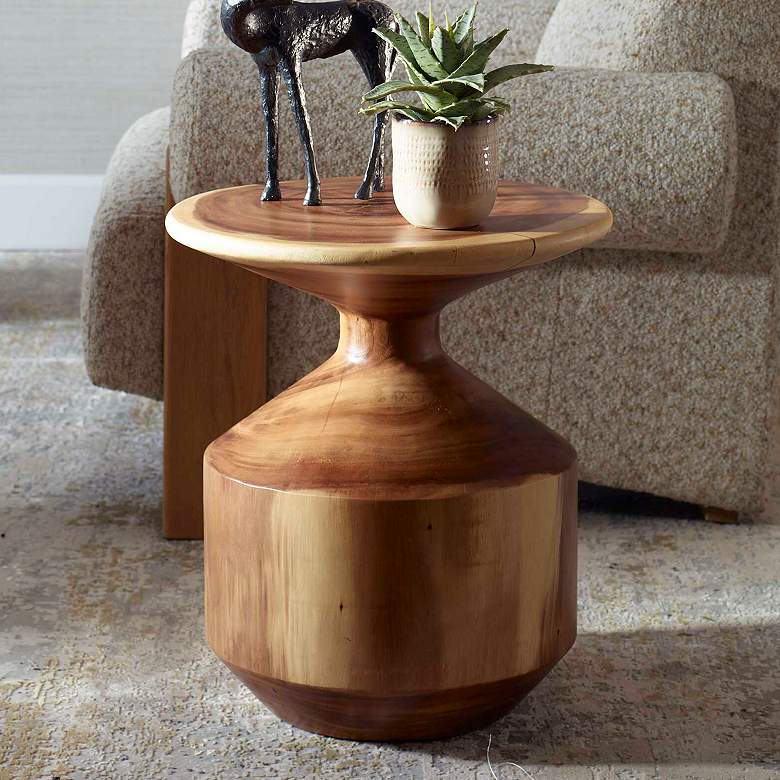 Image 1 Uttermost Lynx 20" High Suar Wood Accent Stool